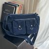Denim Crossbody Bag Multi Pocket Shoulder Handbag with Adjustable Strap