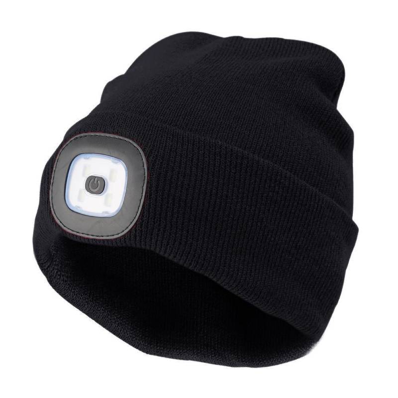 

Hat Beanie Knitted Led Lights Warm Lamp Unisex Cap High Power Gifts Fashion чёрный