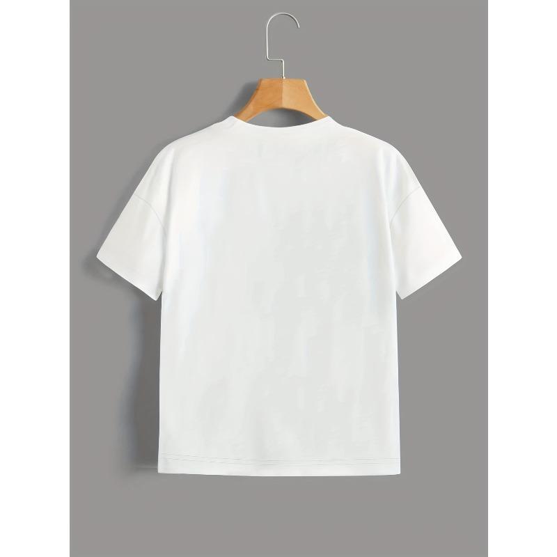 European sizes Boys' Cute and Cool Cartoon Print Letter T-Shirt - Soft, Breathable Round Neck Short Sleeve Tee with Whimsical Three Animal Design