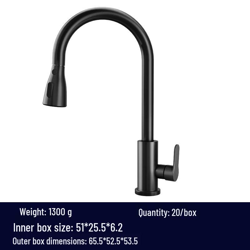 Stainless Steel Telescopic Swan Neck Faucet, Universal Rotation, Hot/Cold Compatible.