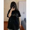 Y2K Aesthetic Oversized T-Shirt for Women Star Print Irregular Line Graphic Tees Casual Loose Short Sleeve Top