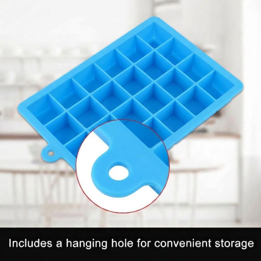 2pcs Easy Release Square Ice Cube Maker Removable Lid Ice Cube Tray with Lid Silicone Ice Tray  Bar синий