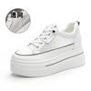 Board shoes women's inner height increase women's shoes muffin thick sole 2025 spring leather new casual mesh small size white shoes women