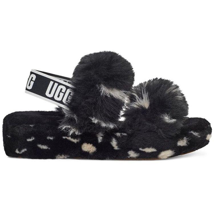 UGG  Oh Yeah Slide Black White Spots Women Sneakers 1118165-BLK