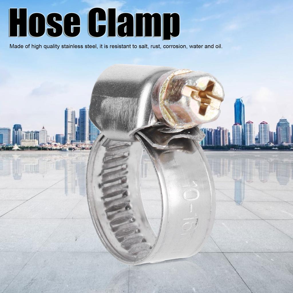 20Pcs Hose Clamp Stainless Steel Rustproof Anticorrosion Sturdy Hose Clip for Motor Vehicles Petrochemicals