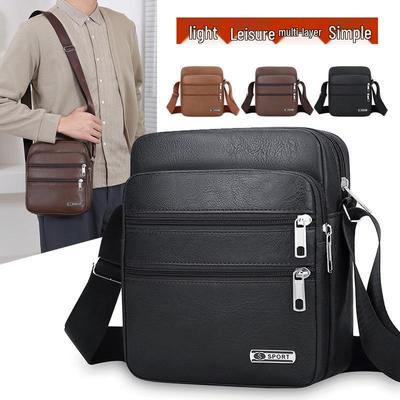 Men's PU Leather Large Capacity Versatile Business Casual Crossbody Bag