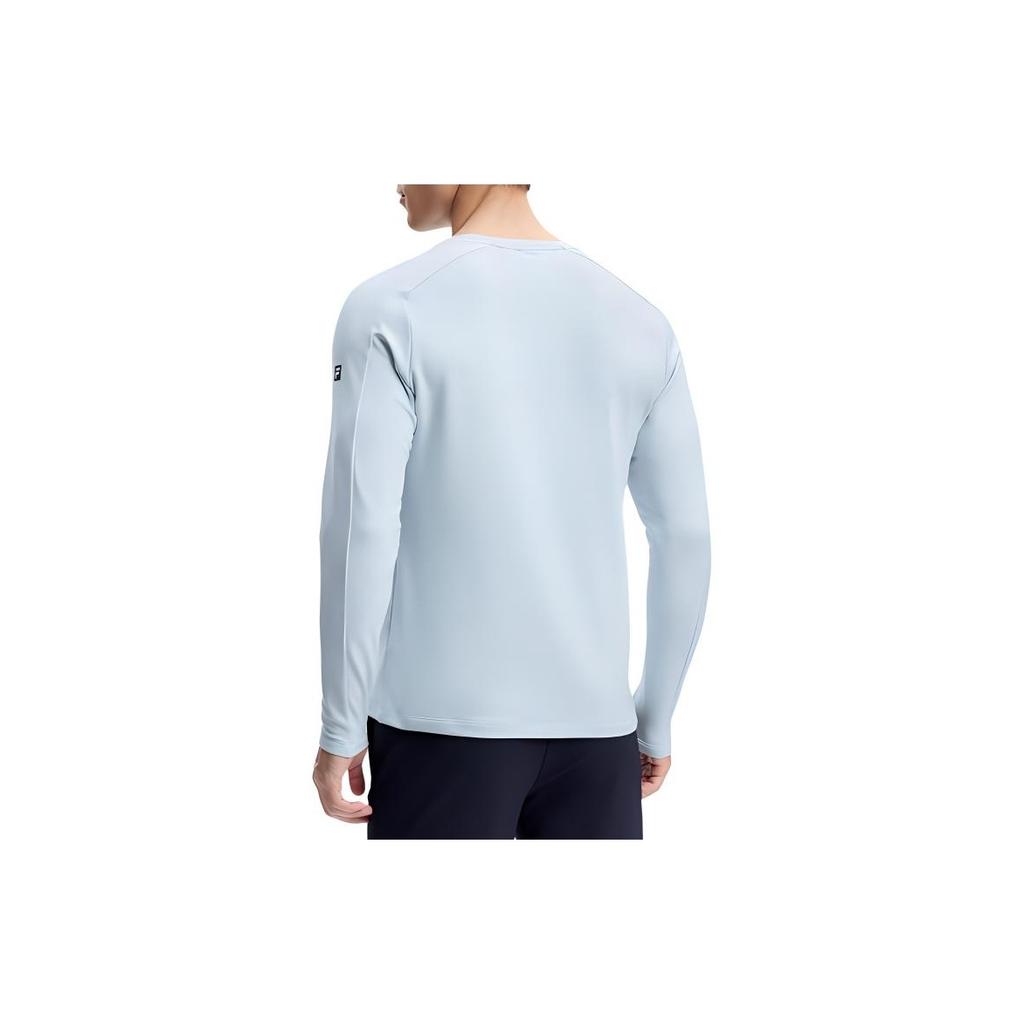 FILA Letter Print Fitness Long Sleeve T-Shirt Men Tops Sheer-Blue A11M411217F-LB