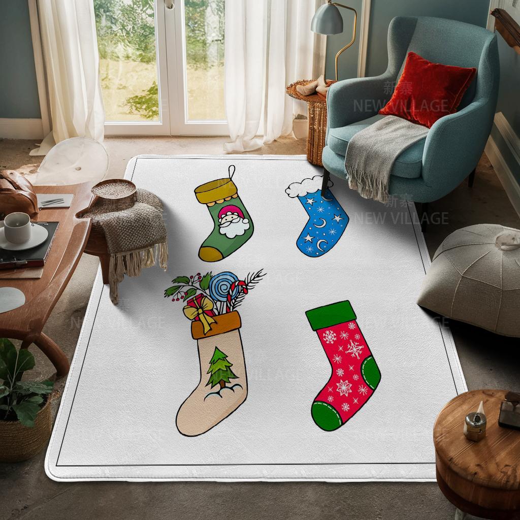 House Entrance Carpet Home Door Mat Living Room Bath Foot Bathroom Non-slip Water Absorption Rugs Bath Merry Christmas Winter