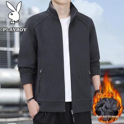 Men's Stand-Collar Plush Cardigan Sweatshirt