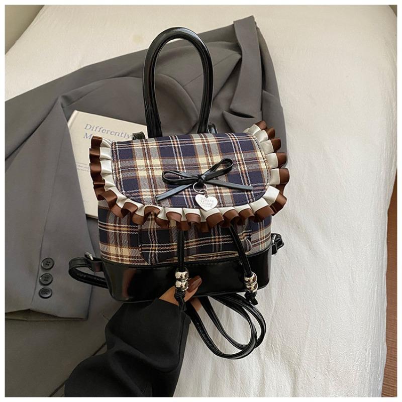 Cute Polka Dot Lace Backpack Bag Women's Autumn New Trend Fashion Bow Bucket Bag Small Backpack