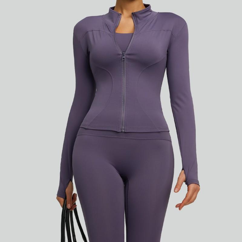 Womens Lightweight Yoga Jacket Breathable Fitness Top Long Sleeve Stretch Workout Outerwear