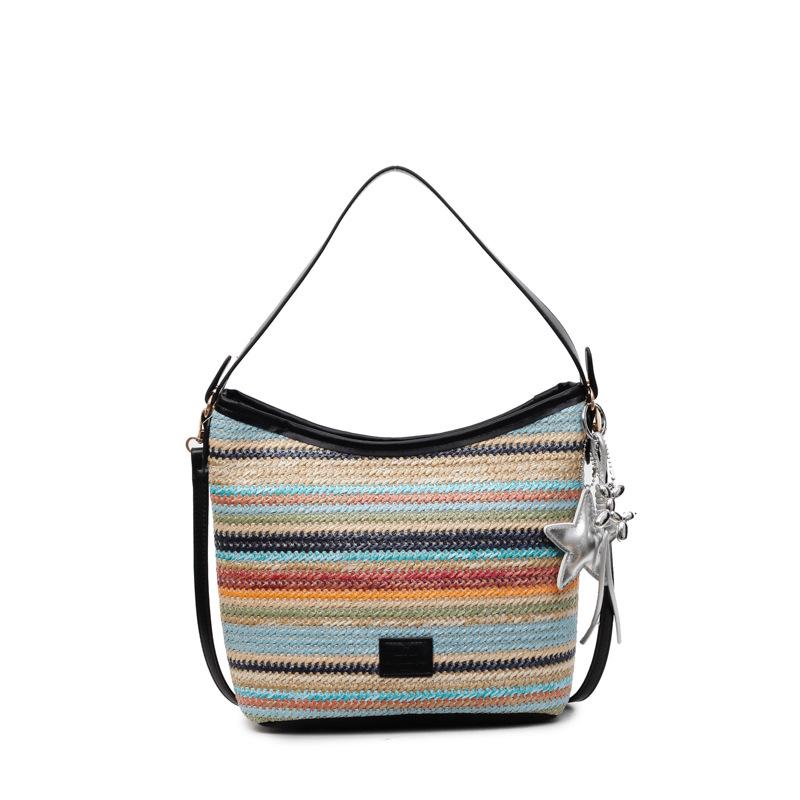 Popular Fashion Color-matching Casual Bucket Bag Elegant Shoulder Bag