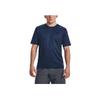 Under Armour Solid Color Crew Neck Side Slit Short Sleeve T-Shirt Men Tops Navy-Blue 1376791-408
