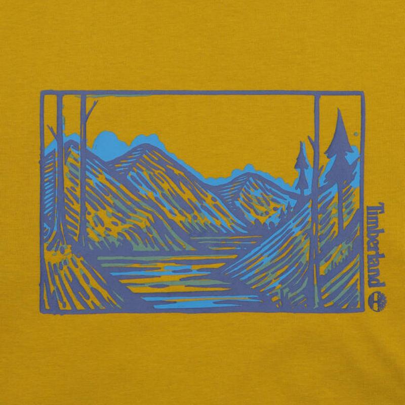 Timberland Pattern Printed Crew Neck Long Sleeve T-Shirt Men Tops Yellow A69DP-CY1