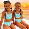 Girls Two Piece Swimsuit Set Tankini Top and Bottom Star Print Summer Beach Swimwear for Kids Lightweight Comfortable Fit