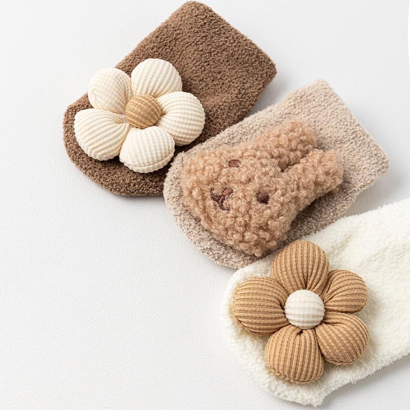 Meias de Lã Coral Antiderrapantes para Bebês Meninos e Meninas para Outono/Inverno, 0-3 Anos
