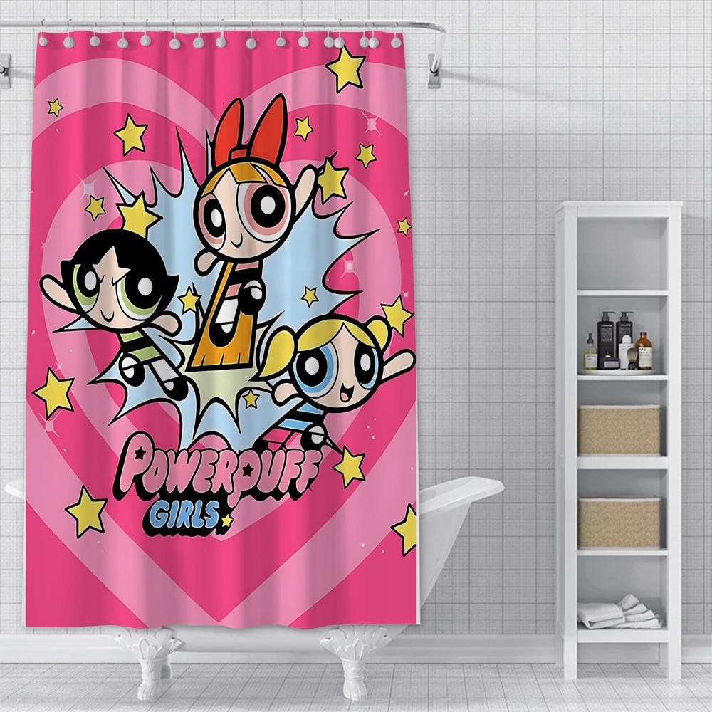 Shower Powerpuffs Girlss Curtain Waterproof Polyester Fabric Paint Colorful Bath Curtains Home Bathroom Decor Curtain With Hook