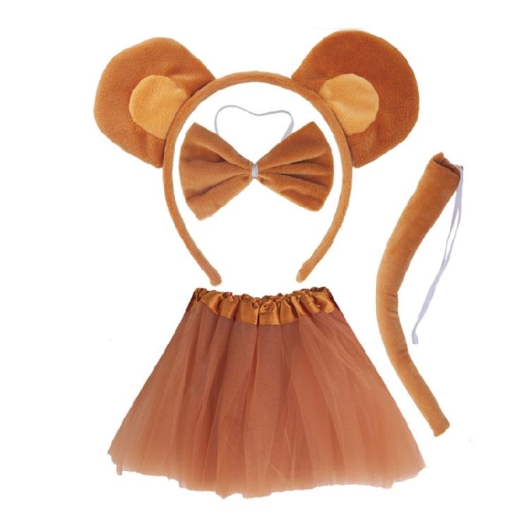 Monkey Ear Heandband Monkey Tail Bowtie Kids Animal Cosplay Costume for Boy Girl