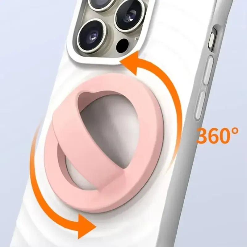 Magnetic Silicone Soft Finger Strap Phone Ring Holder for Magsafe IPhone 16 Universal Stand Support Mac Safe Loop Grip Bracket