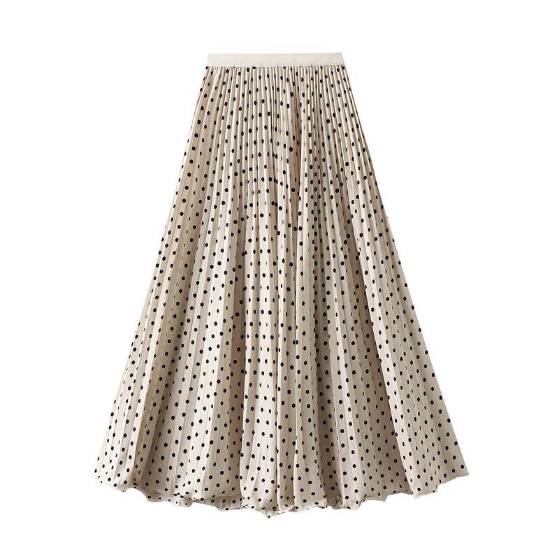 Elegant Polka Dot A-Line Pleated Skirt for Women - 2026 New Style, Casual & Slimming
