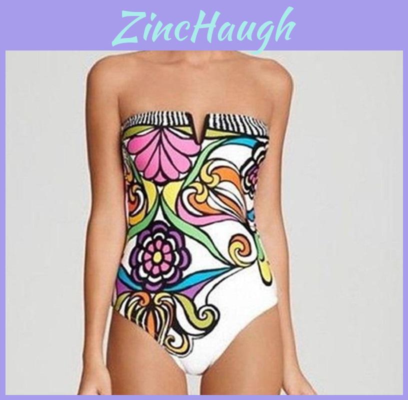 Bohemian Vintage Floral Printed One Piece Bathing Bikini Suit For Stylish Women
