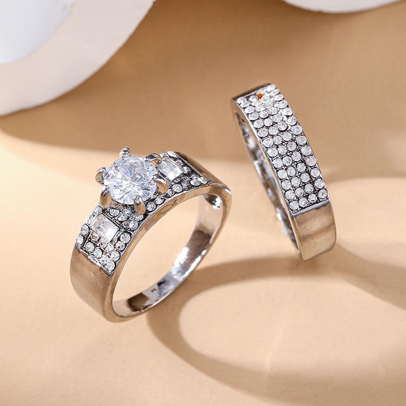 Luxury Fashion Elegant Crystal Female Zircon Wedding Ring Set Fashion  Color Simple Accessories Jewelry Rings For Woman