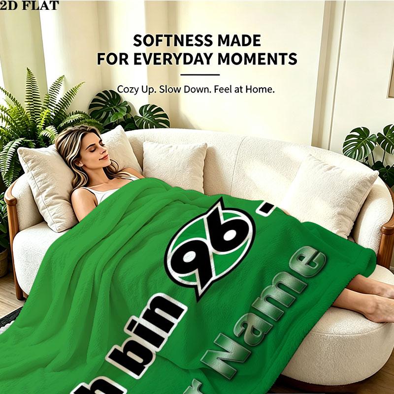 1 Peça Cobertor de Flanela com Padrão de Nome Personalizado do Hannover 96 Adequado para Todas as Estações para Decoração de Casa Calor e Conforto Presentes Presente de Feriado
