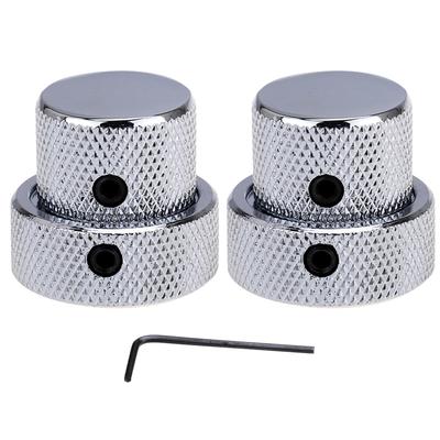 Musiclily Pro Steel Universal Metal Stack Knobs for Electric Guitar/Bass, Chrome (Set of 2)