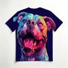 Men's Crew Neck 3D Print T-Shirt, Colorful Pitbull Dog Graphic Casual Short Sleeve Tee