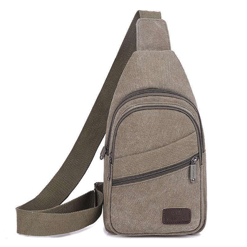 Multi-layer Multi-pocket Large-capacity Convenient Men's Breast Bag, Canvas Wear-resistant Oblique Span Chest Bag