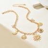 Collier Rayon de Soleil Vintage Alliage Accessoires Spirale Personnalité Relief Portrait Lune Chaîne Clavicule Femme