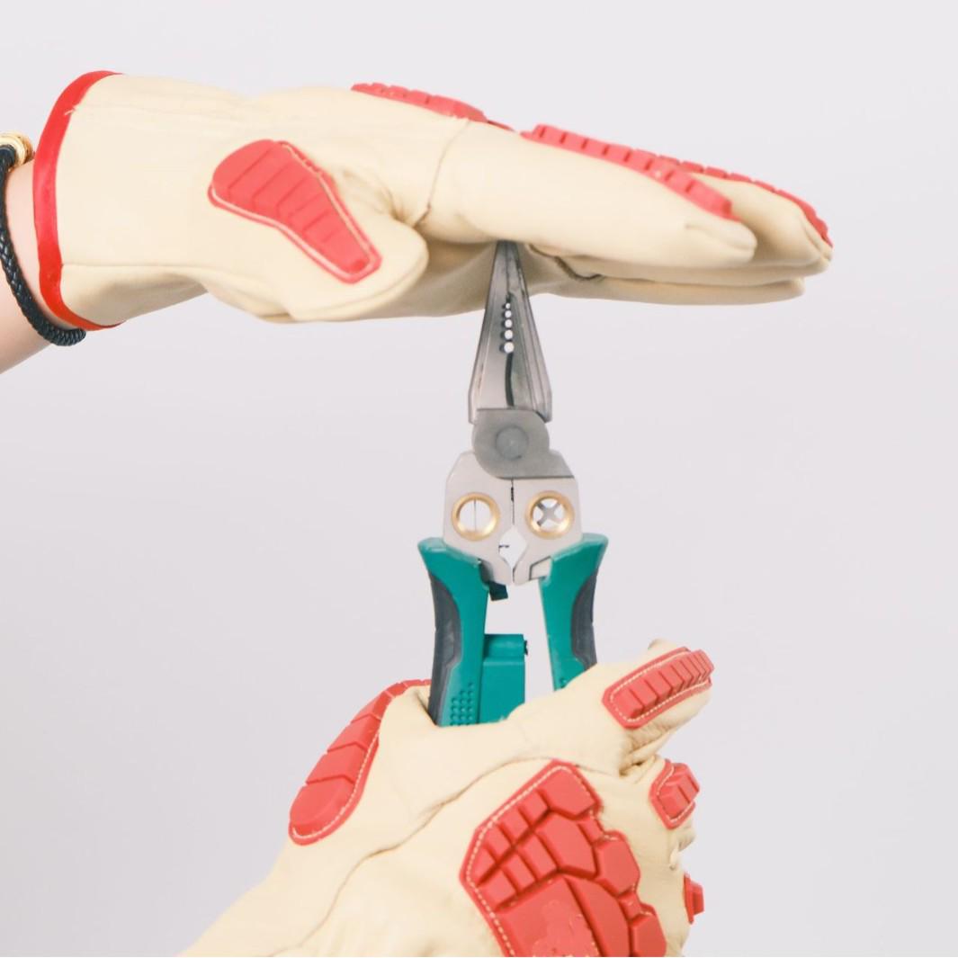 Impact-Resistant Cowhide Protective Gloves with Non-Slip, Wear-Resistant, White Flannel Lining Impact-resistant gloves - L