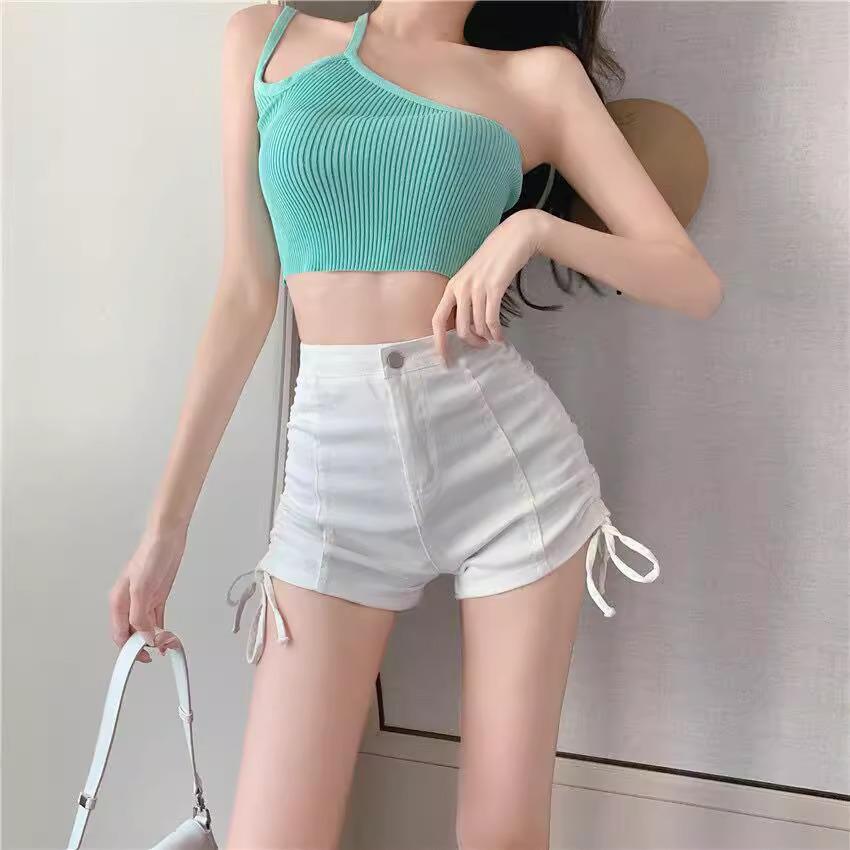 

2024 Summer Korean-Style Women s Slimming Drawstring Shorts L белый
