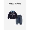 French Arielle De Pinto Boys' Suit Spring and Autumn Style Korean Style Casual Lettered Lapel Cartoon Two-Piece Set