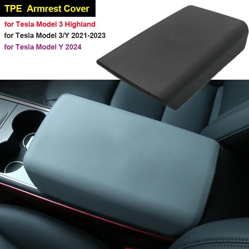 For Tesla Model 3 Y 2023 2024 Accessories Armrest Protector Box Cover White Soft TPE Center Console Panel Pad Model3 Highland