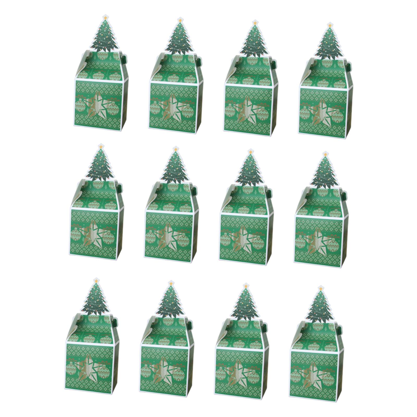 12x Christmas Cookie Boxes Christmas Treat Boxes Gift Wrapping Portable Mini Cake Classroom Party Favor Decorative Bakery Box зелёный