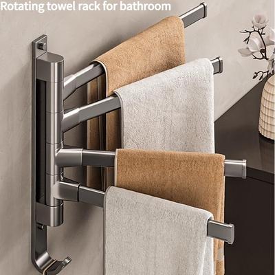 1PC Bathroom Rotating Towel Rack Without Punching Toilet Corner Towel Bar Hanging Rod Bathroom Toilet Wall Hanging Type