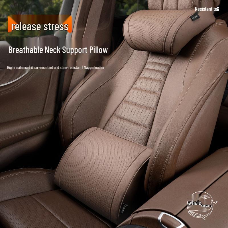 Car Headrest and Lumbar Support Pillow Set for Sports Seats - Chic and Comfortable for Girls
