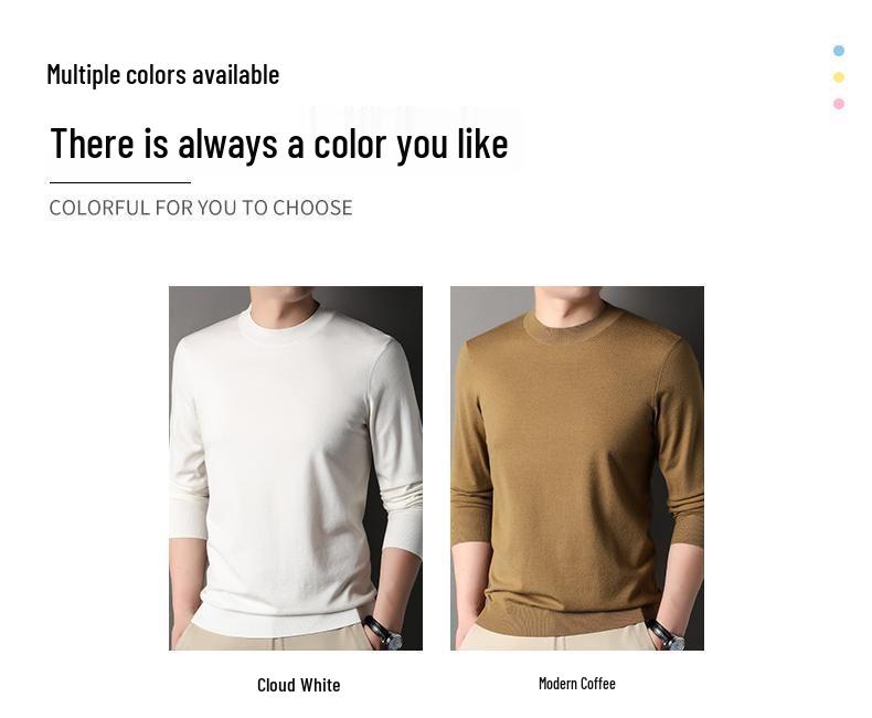 Romon Men's Crew Neck Wool Sweater - Long Sleeve Knitted Top for Spring, Autumn, and Winter