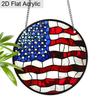 2D Flat Acrylic American Flag Suncatcher, Stained Glass Window Decor, Patriotic 4th of July Gift for Home