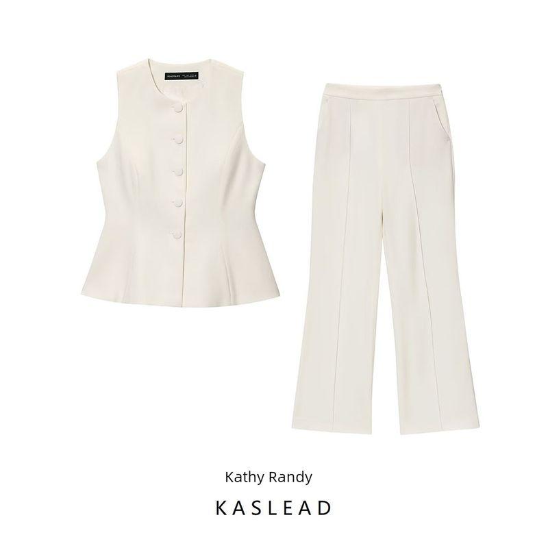 Kaslead New Women Clothes Western Style Short Skirt Hem Vest Straight Pants 8456735 8457735