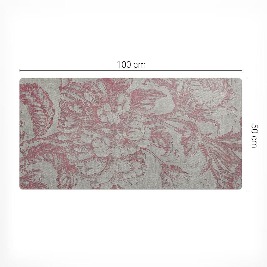 Wytrzymała Mata Pod Sprzęt Dla Graczy Kwiatowy Ornament Retro 100X50 Cm