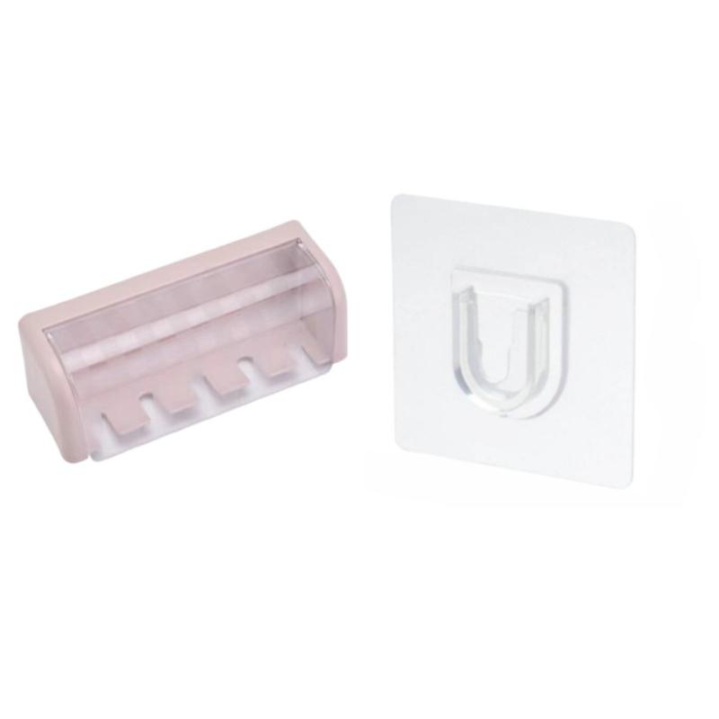 No‑Drill Wall‑Mount Toothbrush Holder Dustproof Waterproof Bathroom Storage Rack For Household Washroom Toiletry Organizer