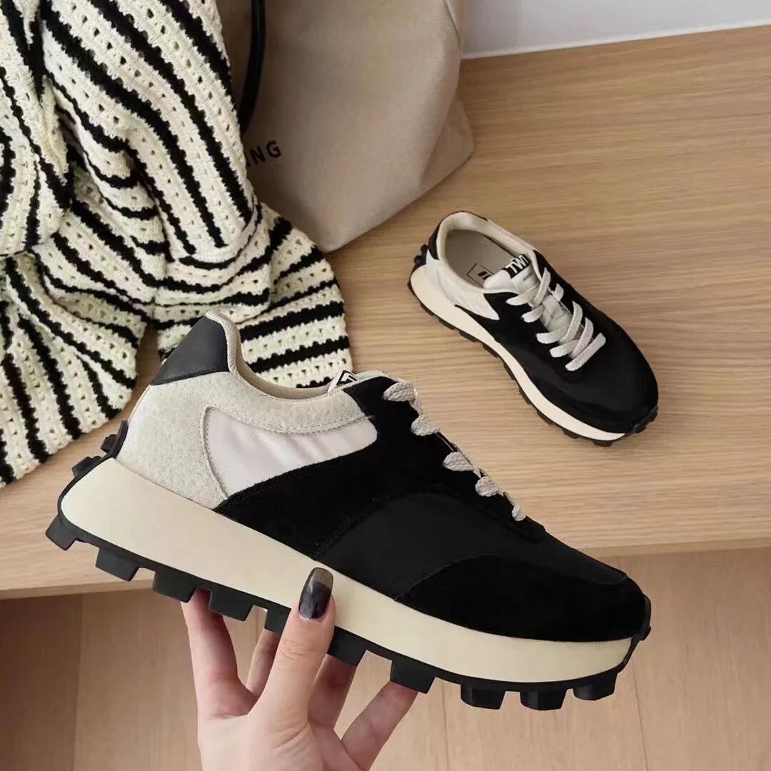 

Модные женские спортивные кроссовки 2024 Весна Новые роскошные повседневные нескользящие женские кроссовки на платформе Классические теннисные туфли Zapatos 40 чёрный