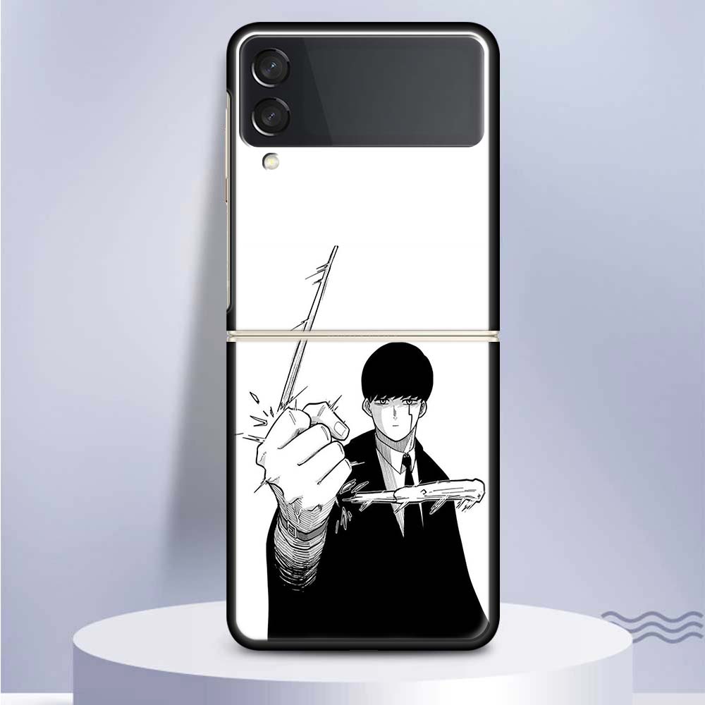 Mashle Magic And Muscles For Samsung Galaxy Z Flip 5 4 3 5G Phone Case Black Hard Cover ZFlip 5 4 3 Luxury Shockproof Bumper Coq