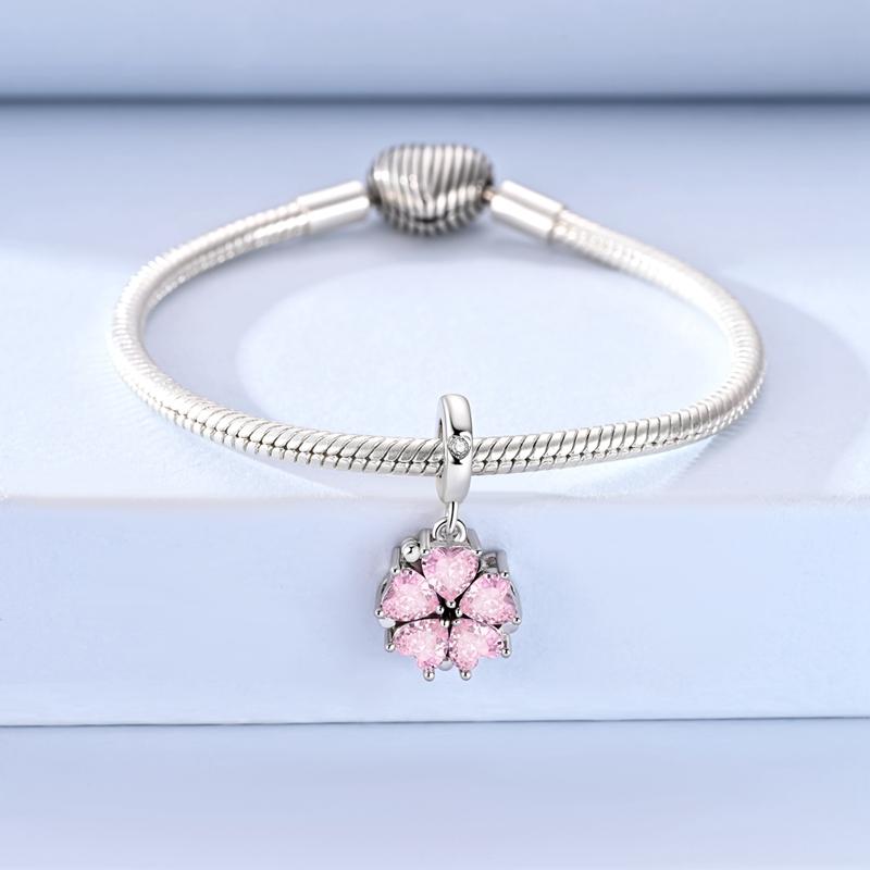 Original 925 Sterling Silver Charms Magnetic Deformable Peach Blossom Pendant Fit Original Bracelet Necklace For Women DIY Gift