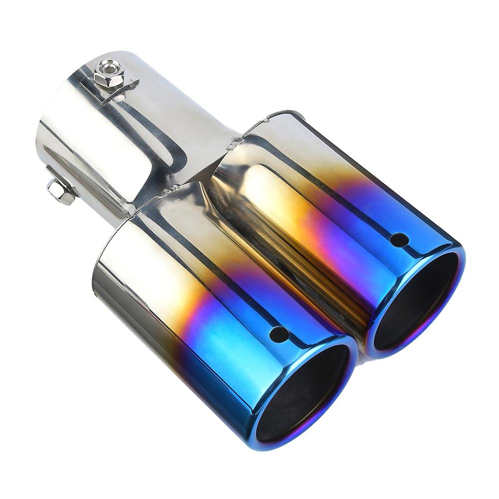 Stainless Steel Car Modified Double Exhaust Pipe Rr Muffler Tip Tail Throat