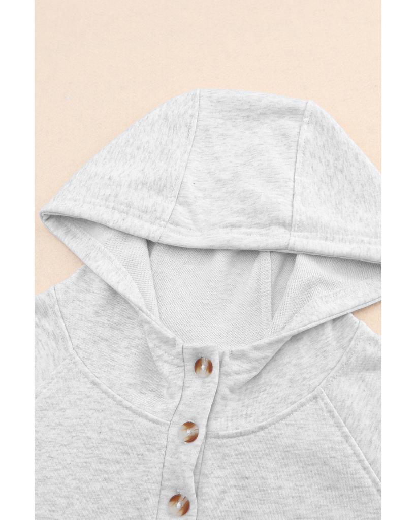Azura Exchange Kangaroo Pocket Henley Button Hoodie