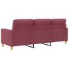 3 Seater Sofa Burgundy 180 Cm Fabric