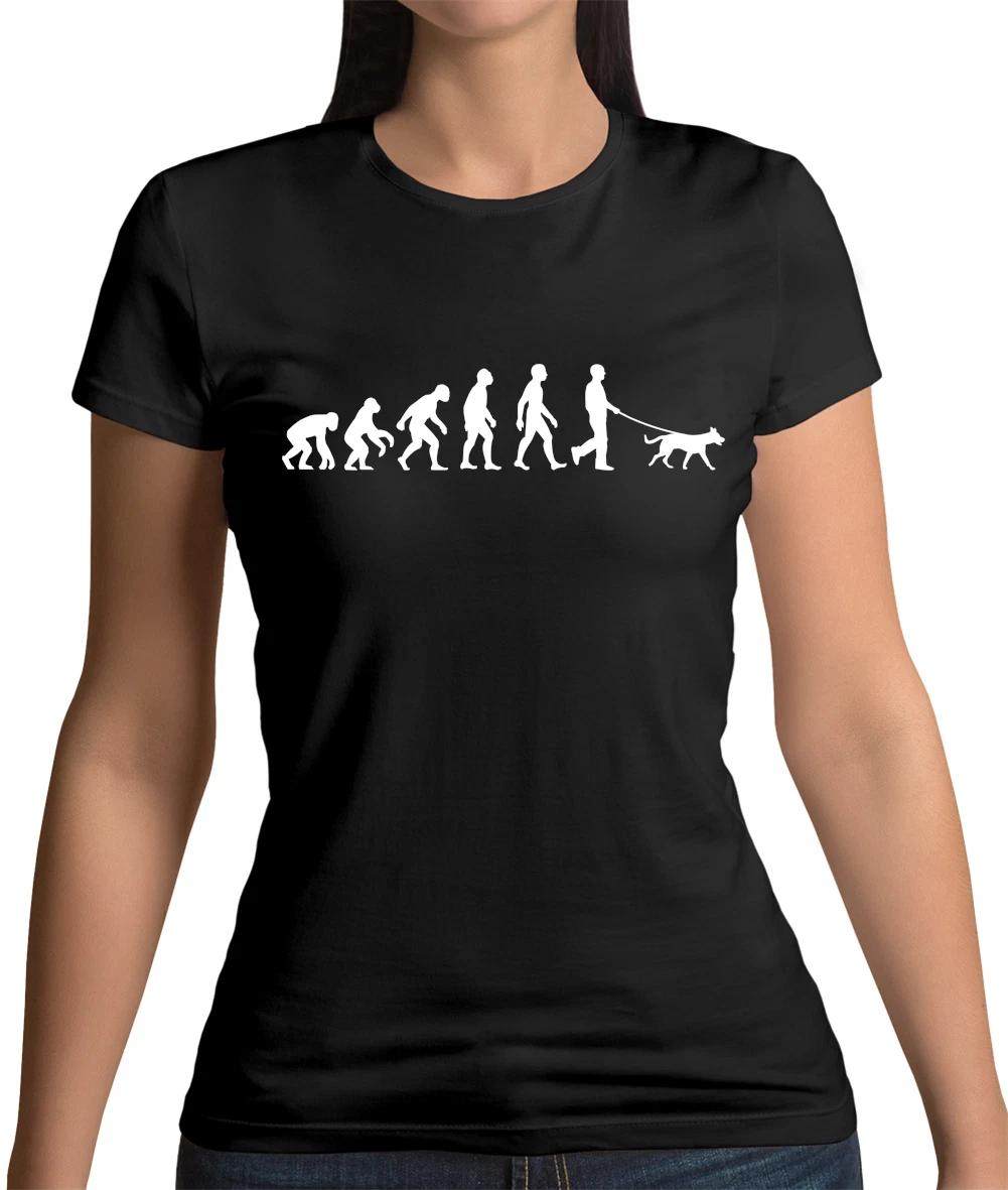 Evolution of Man Dog Walking - Womens T-Shirt - Dogs Labrador Pet Pets Walker XS